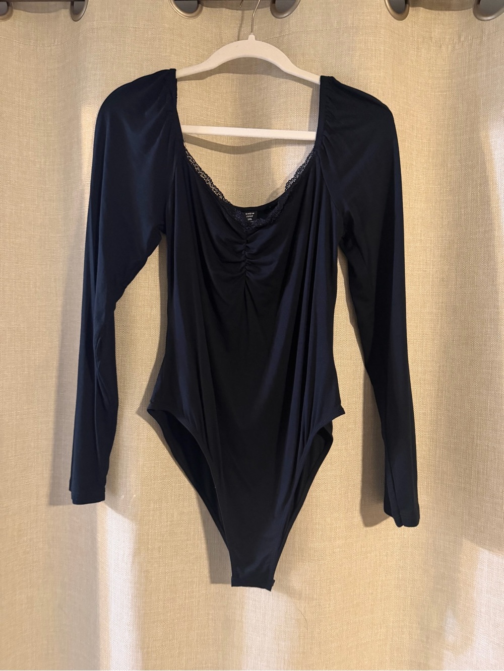 Black Long-Sleeve Scoop Neck Bodysuit - Women Intimates